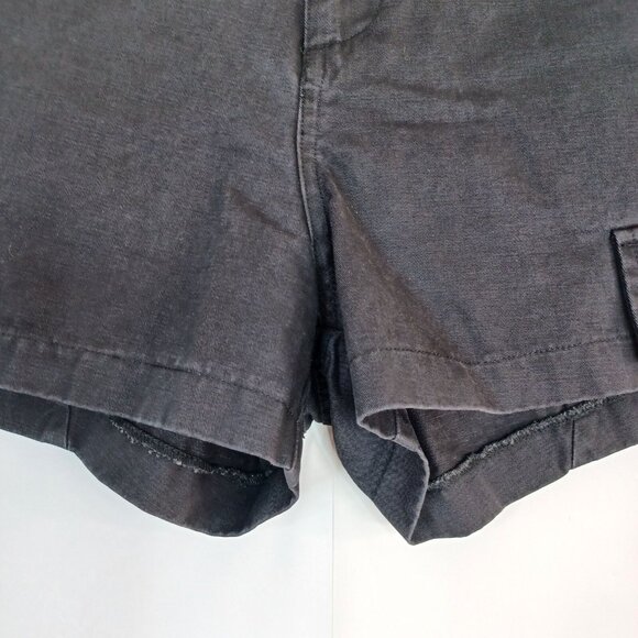 LF Women's Shorts Black Sz M Canvas High Rise Logo Pockets Casual Grunge Goth - Picture 5 of 15